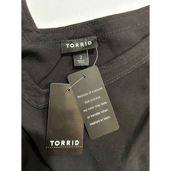 Torrid Women’s Challis Stitch Detail Tank Top Black Size 2X (18–20) - Picture 3 of 5